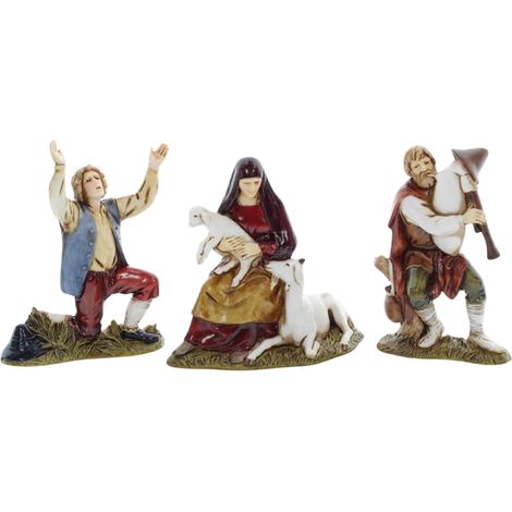 Set Zampognaro Meravigliato e Donna con Capra Presepe Scala 1:20 Altezza 10 cm Moranduzzo Landi
