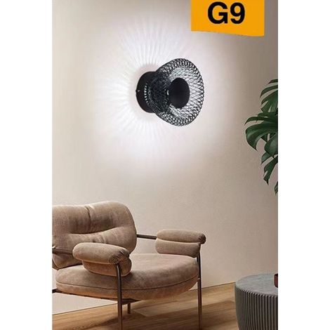 TrAdE Shop Traesio - Applique Da Muro Stile Industriale Lampada Decorativa In Metallo Attacco G9 Aq48 - Nero (1/5)