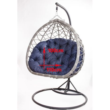 Coussins pour fauteuil berçant de jardin 110 x 100cm Coussin Fauteuil Suspendu Coussin fauteuil suspendu hamac Bleu foncé (1/2)