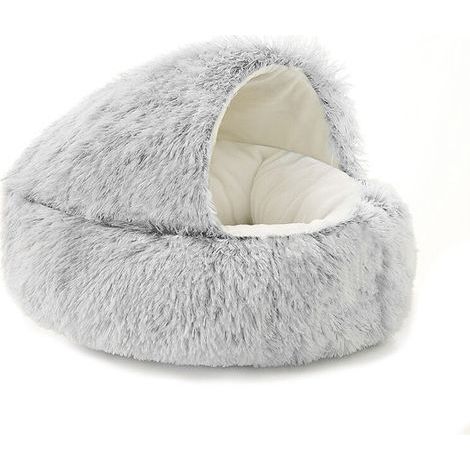 Lit apaisant pour chiens et chats, panier douillet en forme de donut pour animaux d\'intérieur, matelas moelleux pour chiots et chatons, lit douillet et chaud en forme de grotte, sac de couchage et or