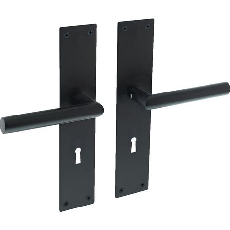 Intersteel Türdrücker Jura auf Schild 250x55x2 mm BB 72 mm Edelstahl/Schwarz matt (1/2)