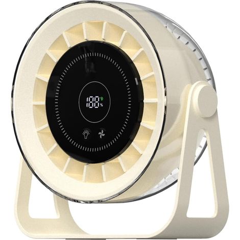 Ventilatore da tavolo USB compatto - Ventilatore da scrivania portatile personale da 4000 mAh - Ricaricabile con display digitale a LED - Circolatore d'aria - Raffreddamento - Ufficio - 4000 m (1/5)