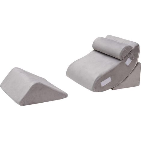 Ensemble de 4 coussins de lit en forme de coin avec housse lavable pour la sieste/le repos (1/5)