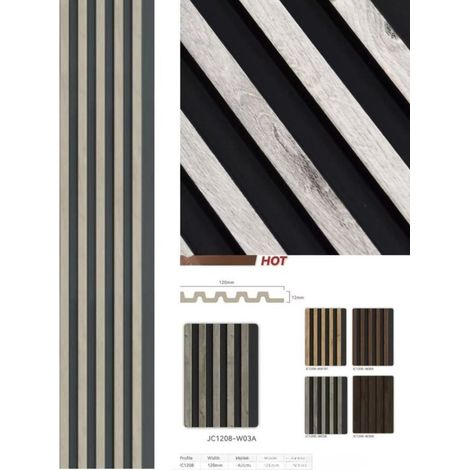 TRADE SHOP - Pannello Decorativo 3d Doghe Grigio E Nero 12x120x290 Cm Effetto Legno In Ps -