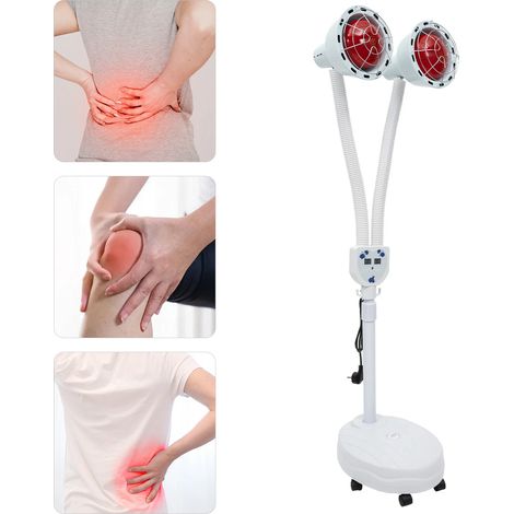 Lampada a infrarossi a doppia testa, 275 W, 360°, regolabile, regolabile, per terapia del calore a infrarossi, con supporto, per uso domestico e salone, massaggi