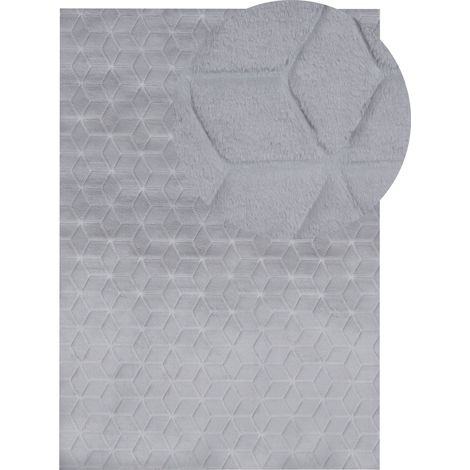 Tappeto in pelliccia di coniglio sintetica Soffice 160 x 230 cm Grigio Thatta (1/5)