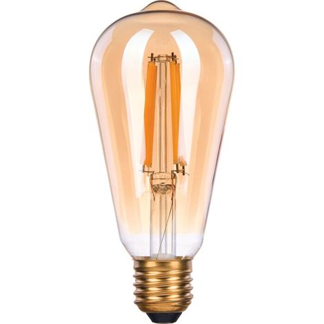 Ampoule LED edison à filament déco - Xxcell - E27 - 9 W - 950 lm - 2500 K - Dimmable - D. 64 mm - Ambrée
