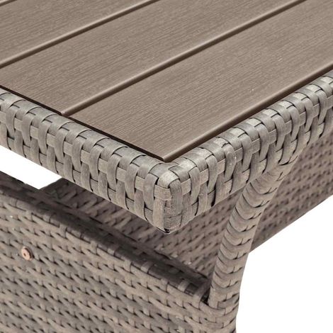 Mesa de jardín ratán sintético gris 120x70x66 cm