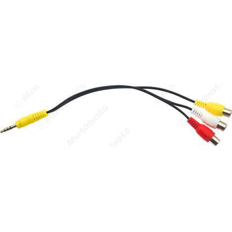 Câble audio/vidéo de voiture avec connecteur RCA femelle à quatre pôles de 3,5 mm et trois broches, 20 cm. (1/4)