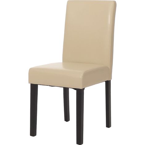 [NON UTILIZZATO] Sedia Littau ecopelle soggiorno cucina sala da pranzo 43x56x90cm avorio piedi scuri