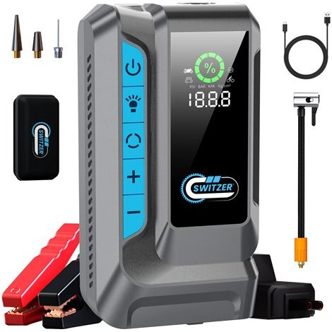 Car Jump Starter 4000A with Air Compressor 12V Battery Booster Power Pack Bank