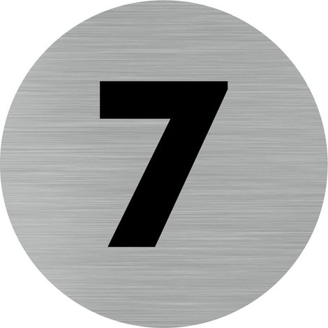 Pictogramme numéro 7 (Q0310).- Adhésif aspect aluminium brossé - Diamètre 76 mm (1/5)