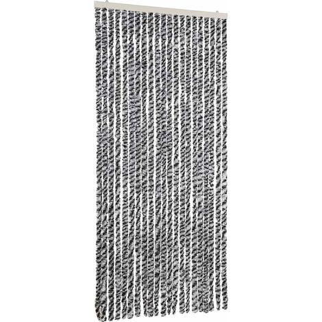 vidaXL Cortina antimoscas chenilla gris negro y blanco 90x200 cm (1/2)