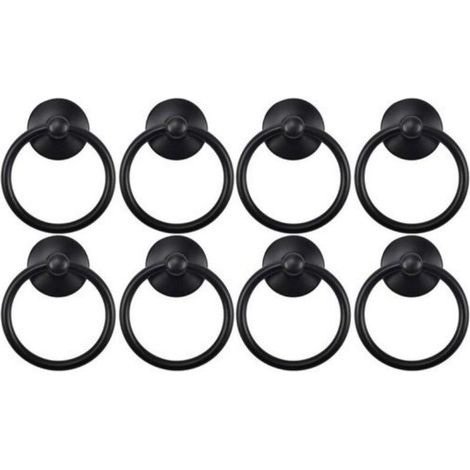 Set di 8 maniglie per mobili, stile retrò - Nere, 4,454 cm, finitura lucida e resistente (1/4)