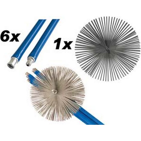 1PZ KIT SPAZZACAMINO - 6 aste da cm.140 + 1 scovolo cm.25