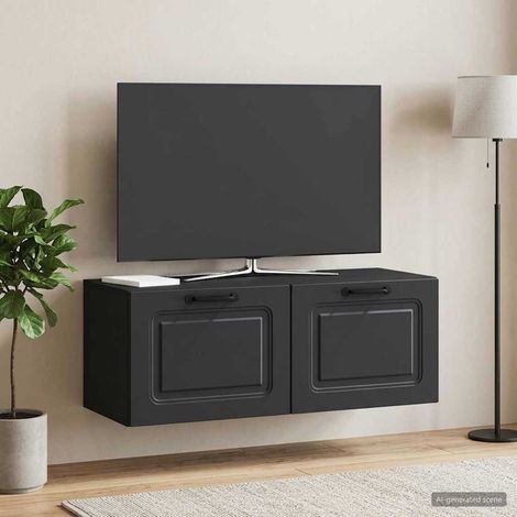 Wandmontierter TV-Schrank Schwarz 78,5 x 31 x 30 cm (1/5)