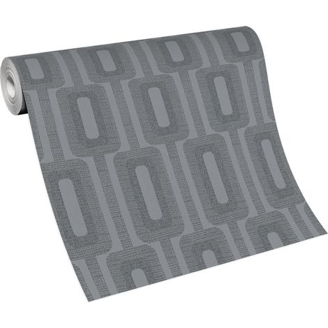 Papier peint uni gris style art déco Tapisserie rétro grise à motif géométrique Papier peint pour couloir moderne à motif (1/3)