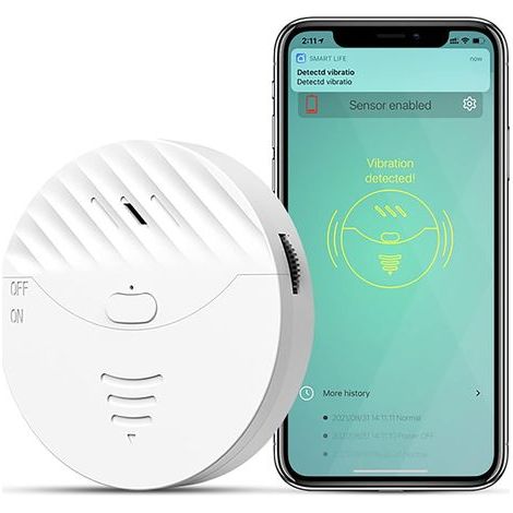Alarme de Porte Wi Fi 130 dB avec Capteur de Vibration Alerte sur App, Sécurité Maison et Bureau à Distance (1/5)