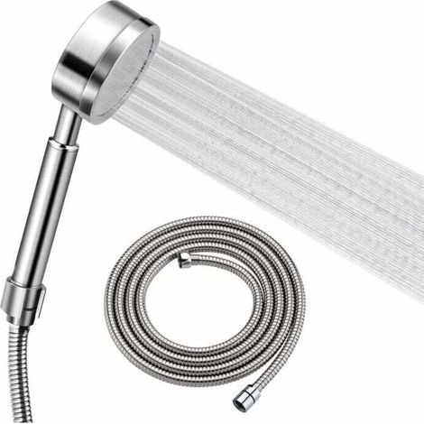Pommeau de douche à main tout en métal avec filtre Ensemble de pomme de douche en acier inoxydable SUS304 avec tuyau de 59 pouces - Haute pression 2,5 GPM - Nickel brossé (1/5)