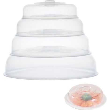 Lot de 2 couvercles réutilisables en plastique transparent pour micro-ondes (17 cm) (1/5)