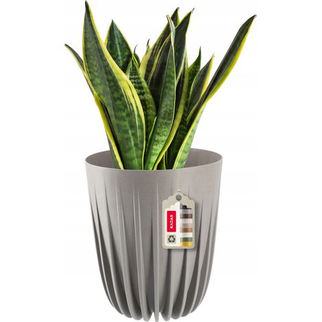 KADAX Blumentopf aus Kunststoff mit Naturmaterialien, 30 cm, Grau