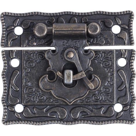 Coffre en bois rectangulaire avec fermeture à fermoir et loquets, couleur bronze (1/4)