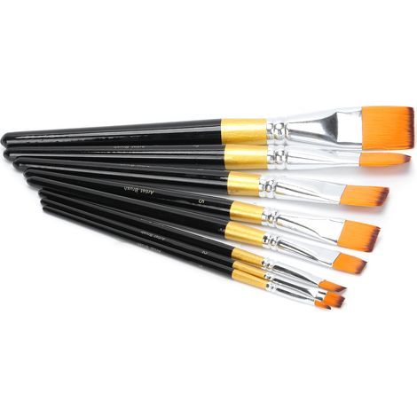 Ensemble de 8 Pinceaux à Poils Nylon pour Peinture Acrylique et Aquarelle (1/5)