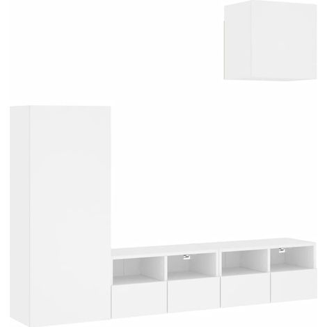 Maison Exclusive - 4-tlg. Wohnwand Weiß Holzwerkstoff