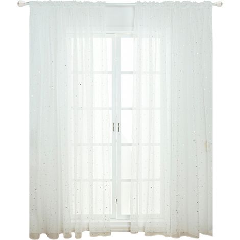 Rideaux voilages à petits motifs d'étoiles pour salon, salle à manger, bureau, hôtel, 1 panneau 40" x 79" (1/2)