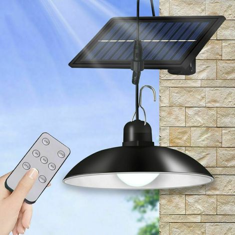 Solar-powered LED pendant light, white light, 3 brightness levels with remote control, IP65 (1/5)