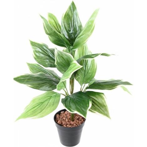 Hosta artificiel en piquet H60 cm 18 feuilles