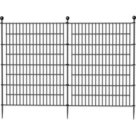 Clôture de jardin, métal résistant à la rouille, hauteur de 73,6 cm, largeur de 101,6 cm, 10 panneaux, installation sans creuser (1/5)