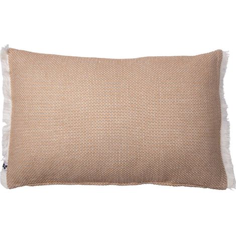 Coussin déhoussable 40x60cm coton tissage texturé coloris beige - ANTOINETTE (1/4)