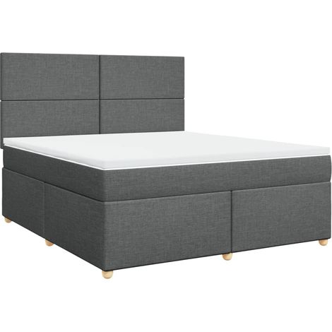 Maison Exclusive - Sommier à lattes de lit avec matelas Gris foncé 180x200cm Tissu (1/5)