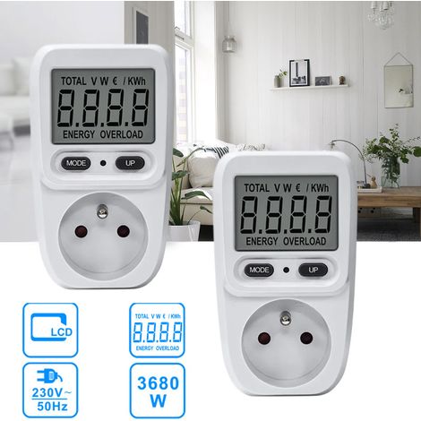 2Pcs Compteur d'électricité à prise mobile, Compteur Wattmètre AC 220V kWh Compteur d'énergie électrique Kilowatt Watt Analyseur de puissance (1/5)