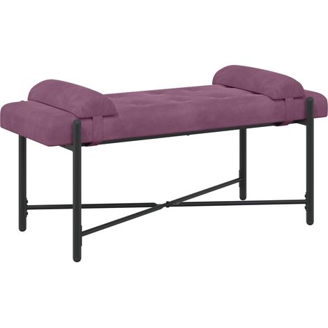 Button-Tufted Bench with Pillows Purple 110 x 40 x 46 cm Velvet vidaXL (1/5)