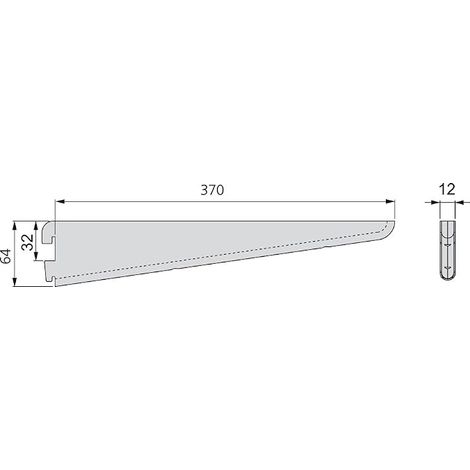 Shelf brackets for double perforation rail pitch 32 mm, white, 370 mm (1/4)