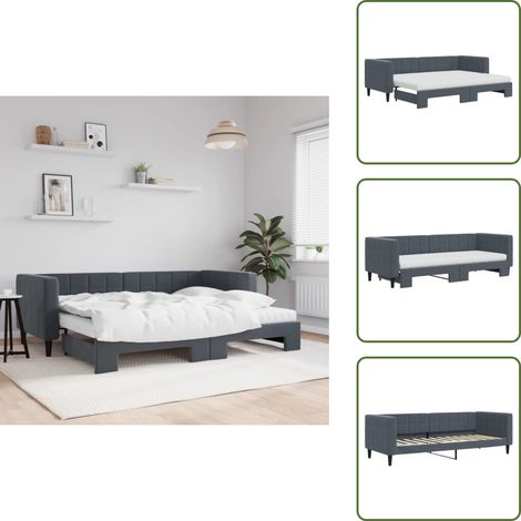 vidaXL Tagesbett Ausziehbar mit Matratzen Dunkelgrau 80x200 cm Samt