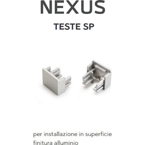 CONFEZIONE 2 TAPPI DI CHIUSURA ARGENTO PER PROFILO LED NEXUS DOMUS LINE OFFERTA