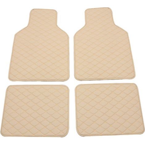 1 ensemble. Couleur : Beige. Matière : Tapis de sol/de pédicure en plastique pour voiture. Emballage : Sachet OPP. (1/4)
