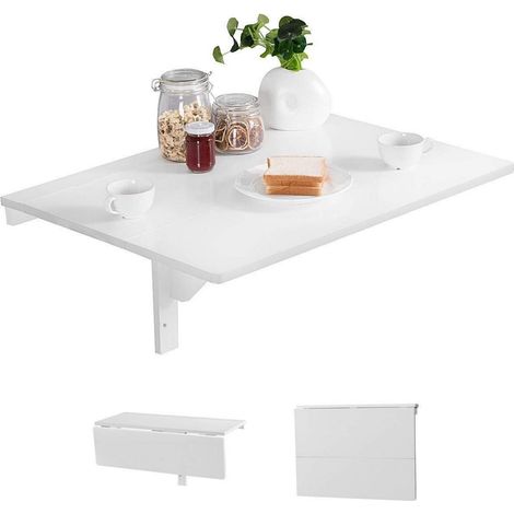 Wandtisch klappbar 80x60cm Weiß, platzsparender Esstisch & Schreibtisch (1/5)