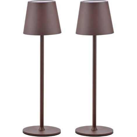 Lampada da scrivania senza fili - Ricaricabile, sensibile al tocco, tre colori di luminosità, ideale per camere da letto e cucine - Confezione da 2, marrone (1/4)
