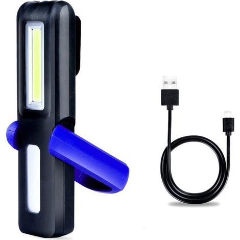 Linterna de trabajo LED recargable con base magnética y gancho giratorio de 360°. (1/4)
