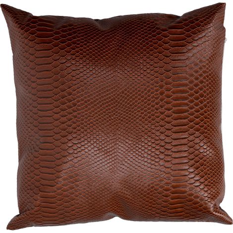Cuscino ecopelle marrone quadro cm 38x38