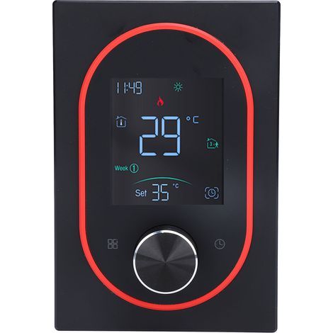 Thermostat couleur intelligent, bouton d'écran tactile Programmable, contrôleur de température AC 95-240V, noir régulier (1/5)