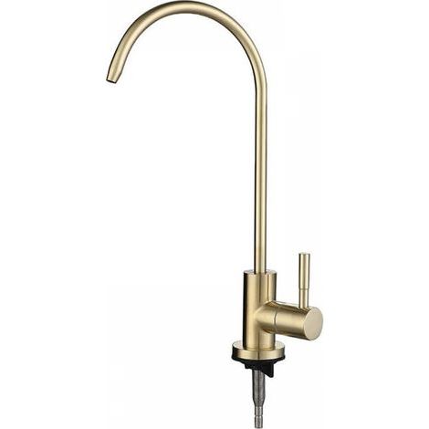 Rubinetto da cucina, rubinetto con filtro per l'acqua, rubinetto con filtro per acqua fredda a collo d'oca singolo per lavello da cucina, oro (1/5)