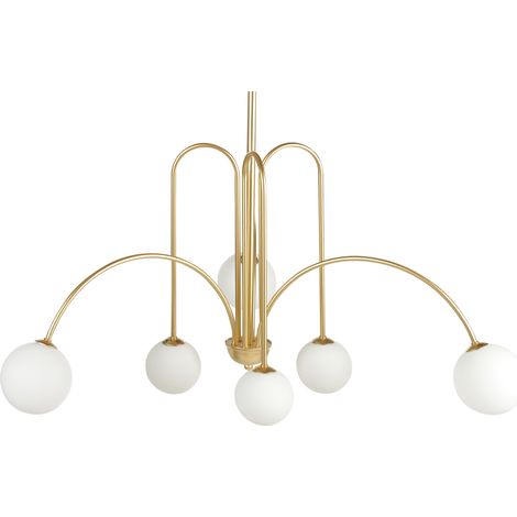 Lámpara colgante lámpara de techo redonda metal hierro vidrio pantalla sala de estar moderno estilo glamuroso oro Forbes