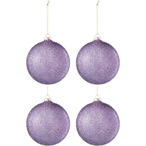 Lot de 4 Boules de Noël "Perla" 12cm Mauve