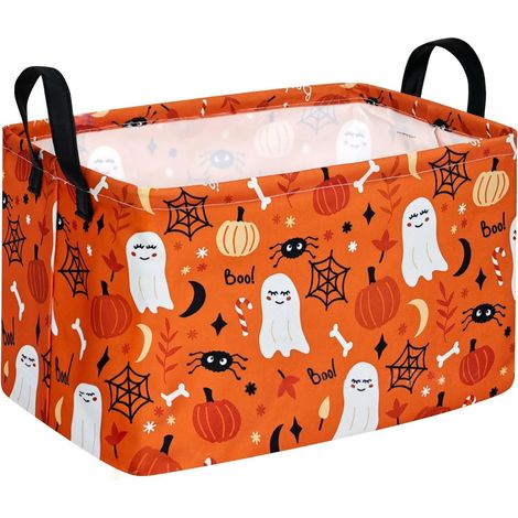 Panier de rangement fantôme d'Halloween, panier à linge pliable avec poignées, coffre à jouets pour chambre d'enfant, décoration intérieure 7-45x30x28cm (1/5)