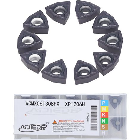 10 plaquettes de tournage, outils de coupe CNC, forets en U, plaquettes CNC en carbure revêtues de noir WCMX06T308FX (1/5)
